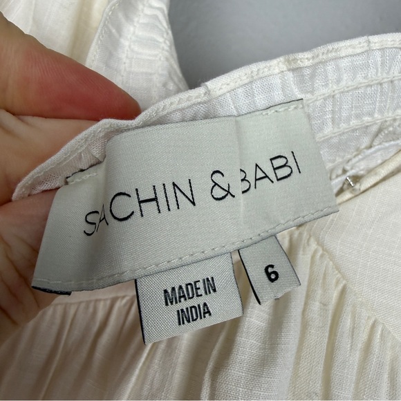 Anthropologie Sachin + Babi White Tiered 3D Floral Maxi Dress - Picture 6 of 8